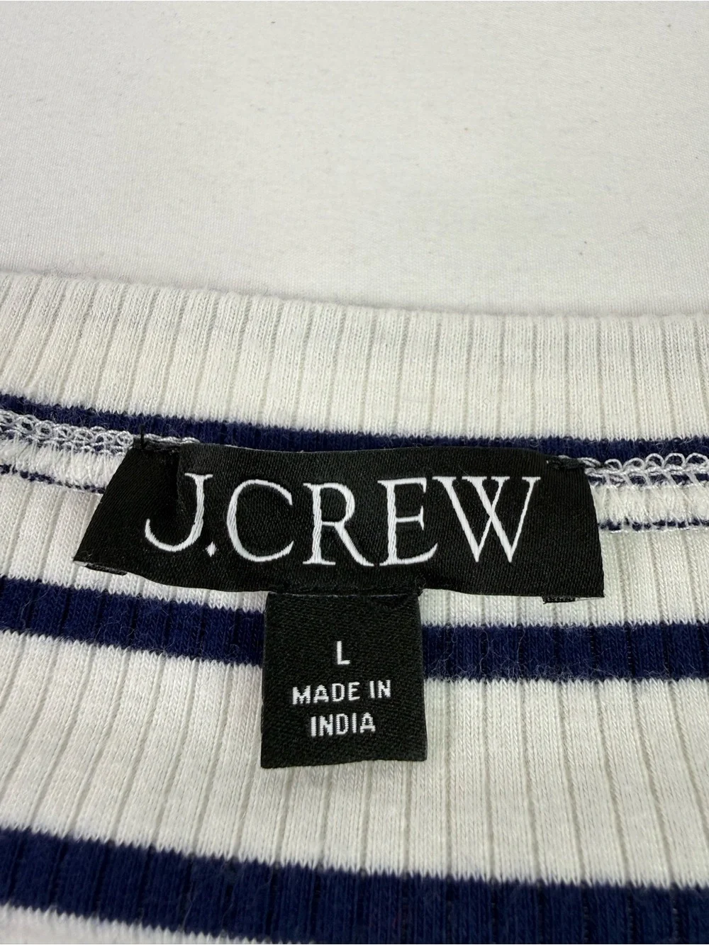 J. Crew Striped Long-Sleeve Crewneck Top Puff Shoulder Sleeve Size Large